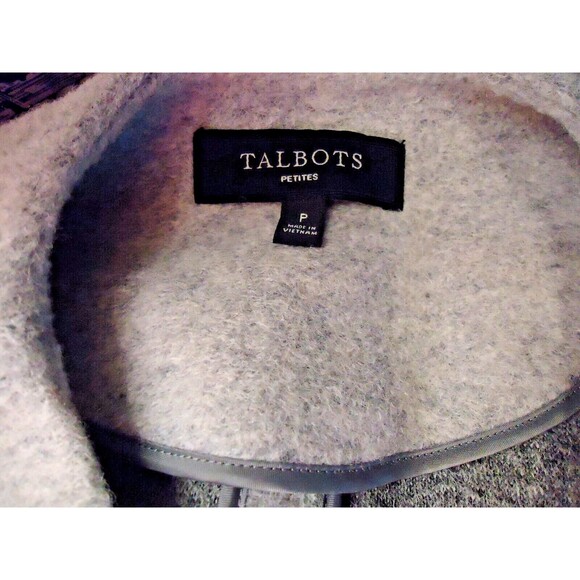 Talbots Color Block Wool Blend Longline Cardigan Coat Petite Black White Grey - Picture 4 of 9